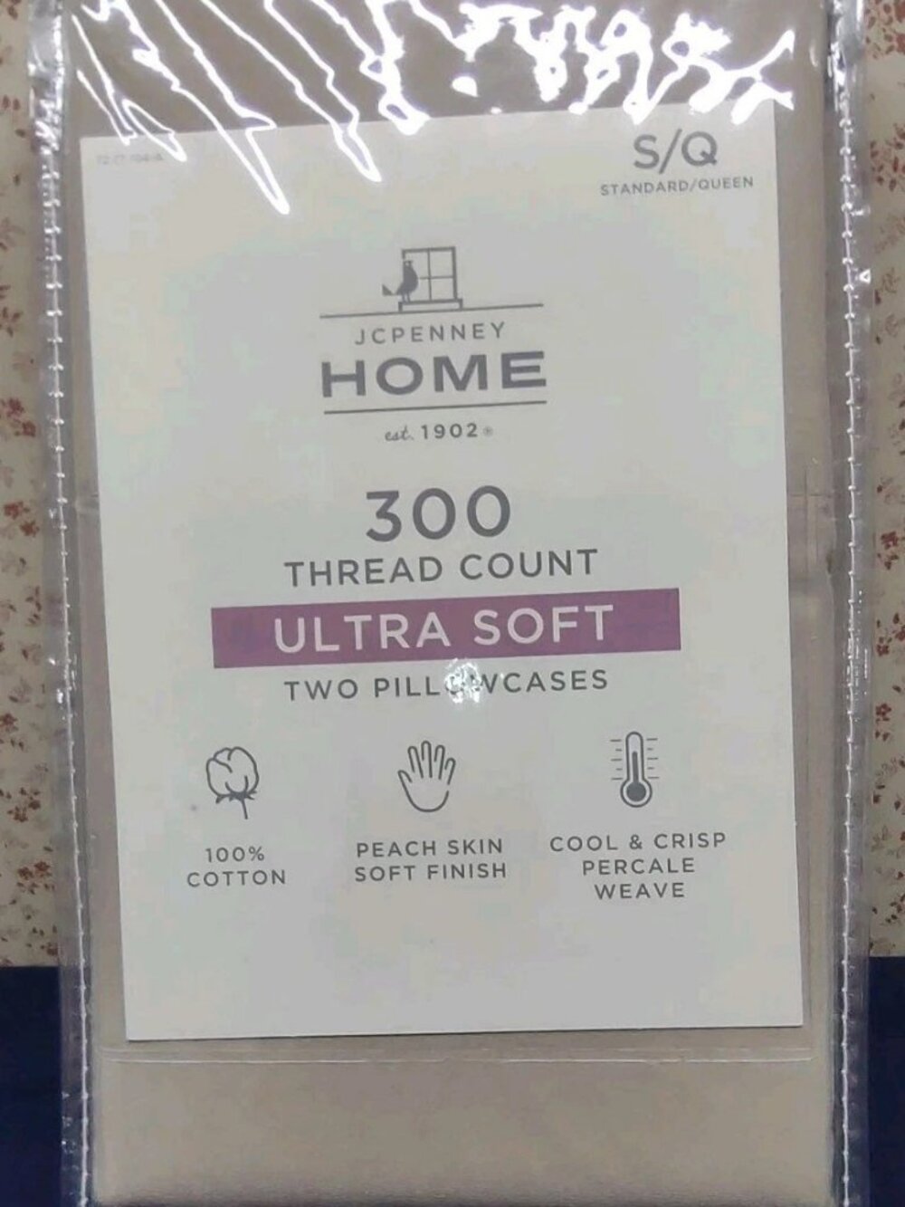 JCPenney Home Pillowcases Standard/Queen 300 TC Simply Taupe Set Of 2